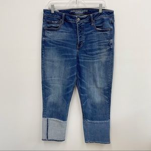 American Eagle Blue Denim Vintage High Rise Reverse Patch Jeans Size 16